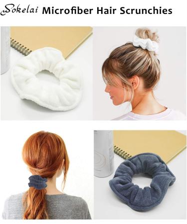 Hair Drying Towel Scrunchies - Absorbent Microfiber Hair Tie for Frizz-Free Styling | Large Terry Cloth Scrunchie for Thick Hair | Wet Hair Accessories in Black, White, Grey - Buy Online on GoSupps.com