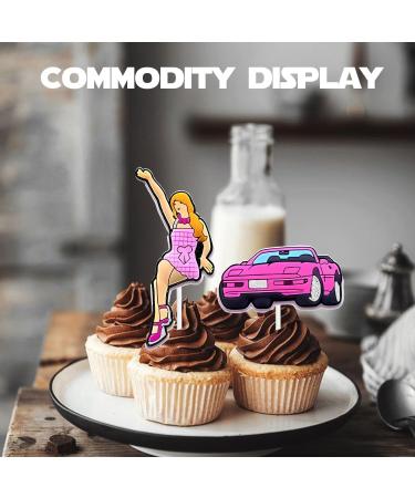 18pcs Hot Pink Glitter Dessert Cupcake Topper Cheer to Princess Girl Prince Boy Party Movie Theme Decor Pick for Birthday Anniversary Wedding Party Decoration Supplies - Buy Online on GoSupps.com
