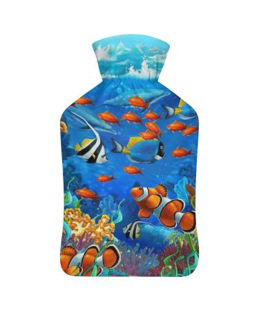 Underwater Hot Water Bottle With Cover Plush Bed Bottle Hand Warmer For Adults And Children 26.5X15.3cm
