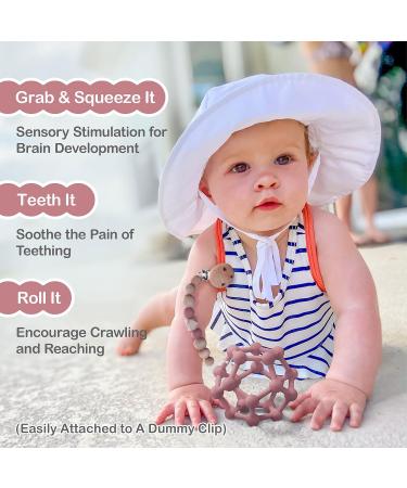 MCGMITT Silicone Baby Teething Toy - BPA-Free Baby Teether Ball for Grab Training | Soft Sensory Ball Teething Toy for Newborns (6+ Months) | Food-Grade Silicone | Dark Pink 10cm - Buy Online on GoSupps.com