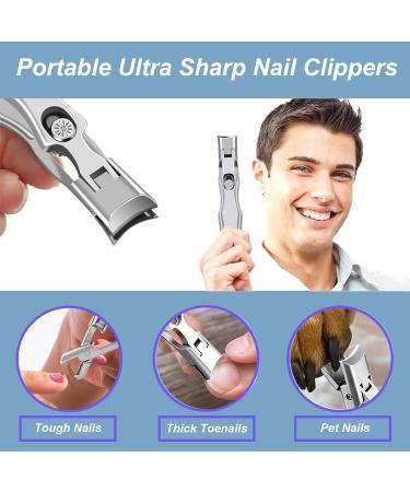 2024 German Nail Clippers for Thick Nails - Portable Ultra Sharp Fingernail & Toenail Cutters with Nail File - No Splash Design for Seniors - Silver - Buy Online on GoSupps.com