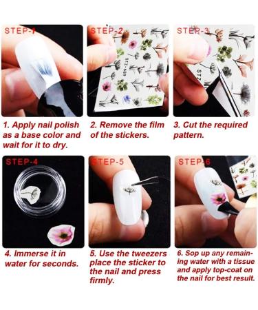 54 Sheets Self-Adhesive Nail Art Stickers - Colorful Flowers, Gold & Silver Butterfly, Stars, Feather Pattern - for Gel Nails - Women/Girls - Buy Online on GoSupps.com