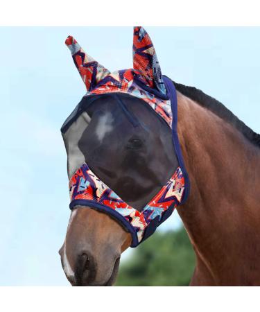 Harrison Howard CareMaster Horse Fly Mask Standard with Ears UV Protection for Horses-Abstract Graffiti(L) L Abstract Graffiti