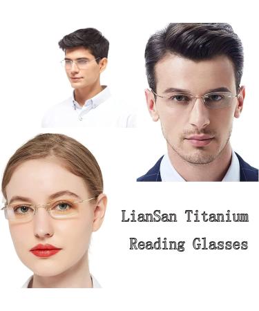 Shop Rimless Titanium Reading Glasses for Men & Women - Classic Super Light Retro Frameless Eyewear (Silver 3.75x) - Vintage Business Style - Buy Online on GoSupps.com
