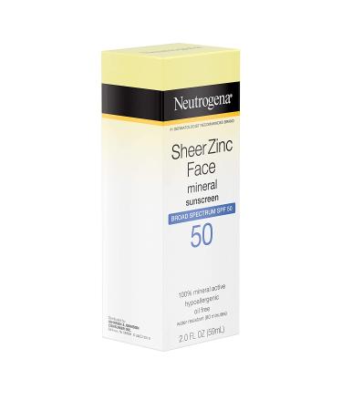 Neutrogena Sheer Zinc Oxide SPF 50 Mineral Face Sunscreen Lotion - Oil-Free, Non-Comedogenic, Hypoallergenic - 2 fl. oz - Buy Online on GoSupps.com