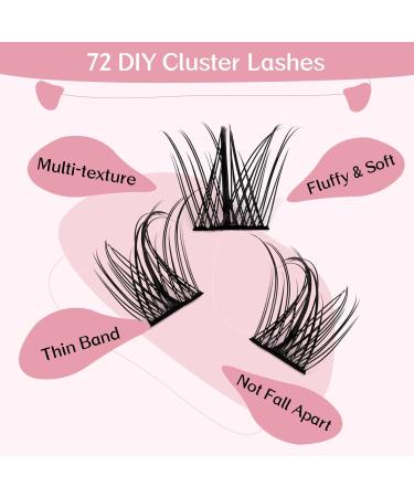 Lash Clusters 72 Pcs Cluster Lashes Manga Lashes Little Devil Eyelash Clusters Individual Cluster Eyelashes Self-Application Super Thin Band Reusable Soft & Comfortable(Dazzle-D-8-16mix) 8-16 mix Dazzle - Buy Online on GoSupps.com