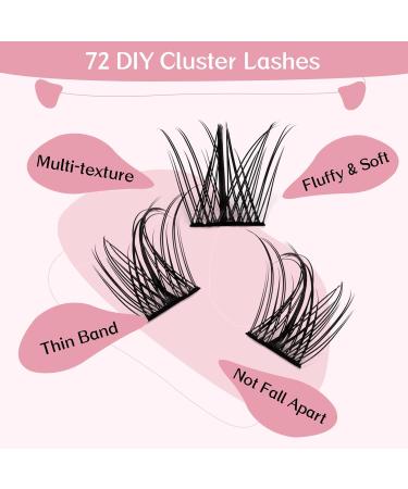 Buy Cluster Eyelashes - 72 Pieces DIY Extensions Soft & Comfortable Reusable Dazzle-D 10mm - Buy Online on GoSupps.com