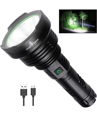 Lylting USB Rechargeable Led Flashlight, 150000 Lumens Super Bright Flashlights High Lumens, 5 Modes, IPX7 Waterproof, Powerful Flash Light for Emergencies Camping Black