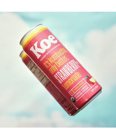 Organic Koe Kombucha Cans - Strawberry Lemonade | 12 oz Pack of 12 | Sparkling Probiotic Drink with Vitamin C - Buy Online on GoSupps.com