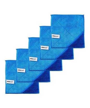 Kochblume 1-5-10er Set / Microfibre cloth cleaning cloth 18 x 18 cm (set of 5 blue-dark blue) set of 5 blue-dark blue