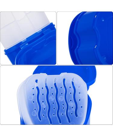 Denture Box for False Teeth Storage - Dental Prosthesis Container with Sieve - Dark Blue Retainer Holder for Cleaning & Organization - Buy Online on GoSupps.com