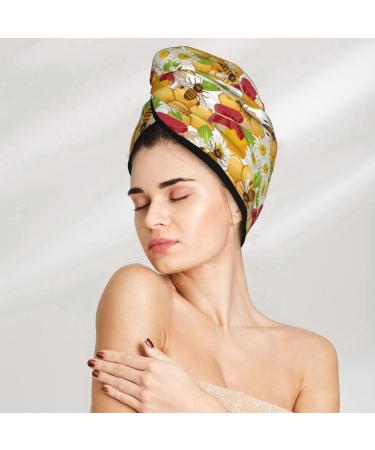 Hair Towel Wrap - Quick-Dry Button Turban for Effortless Styling | Bees Honeycomb Design - Buy Online on GoSupps.com