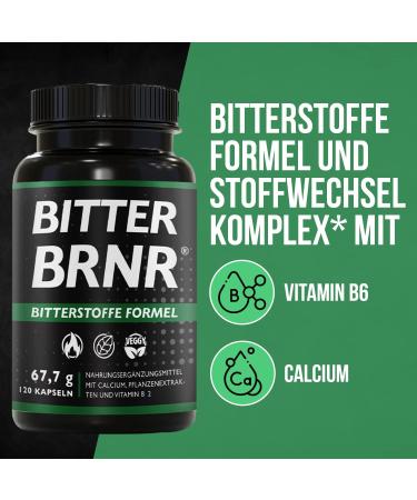 Bitter Brnr Bitter Fabrics Formula & Metabolism Complex | 120 Capsules | Vitamin B2 & Digestive Enzymes | International Shipping - Buy Online on GoSupps.com