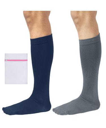 360 RELIEF - Flight Compression Socks Supports | Blood Circulation Travel Work XXL Blue+Grey