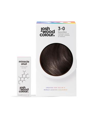 Josh Wood Colour Miracle Kit 3.0 62% LESS BREAKAGE 2.7 TIMES STRONGER HAIR 38% LESS COLOUR FADE Covers 100% of grey Ammonia free - 3.0 Black Miracle Shot