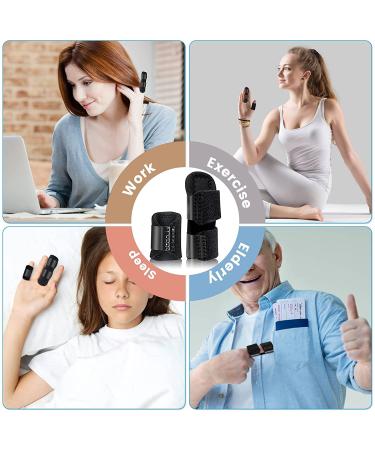 Finger Splint Set of 2 - Trigger Finger Brace for Pain Relief & Sport Injuries with 10 Nylon Sleeves - Relieve Stiffness, Swelling & Sprained Knuckles - Black - Buy Online on GoSupps.com
