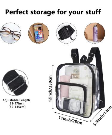 Cute Clear Mini Backpack - Stadium Approved Waterproof Lightweight Bag for Travel, Work, Concerts & Events (Black) - Buy Online on GoSupps.com