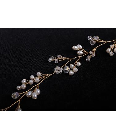 Chargances Wedding Crystal and Pearl Extra Long Hair Vine - Gold Bohemian Bridal Headpiece - Buy Online on GoSupps.com