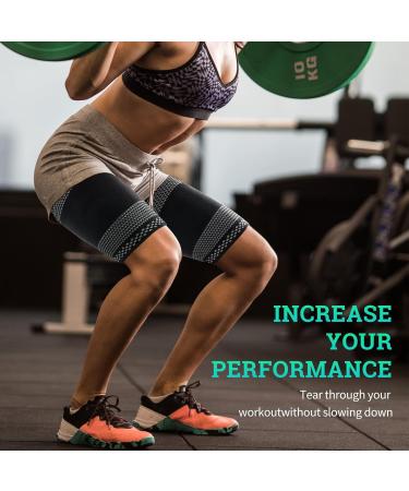Buy Abyon Thigh Bandage for Men & Women - 2 Pack Compression Support for Knee Quad & Groin Pain Relief - Breathable & Non-Slip - Large Black - Buy Online on GoSupps.com