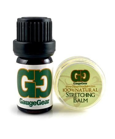 Mini Gauge Gear Balm & Blend Aftercare Set - 0.15 oz Ear Stretching Balm | 5 mL Daily Skin Conditioning Oil | All Natural Piercing Aftercare Kit |