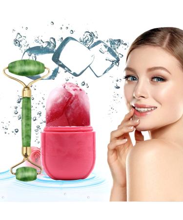 Ice Roller for Face and Eye 2022 NEW Ice Facial Roller for Face Skin Care Ice Sphere for Facial Beauty Shrink Pore Brighten Skin With Jade Roller Relaxing Muscle & Relieve Wrinkles (Pink)