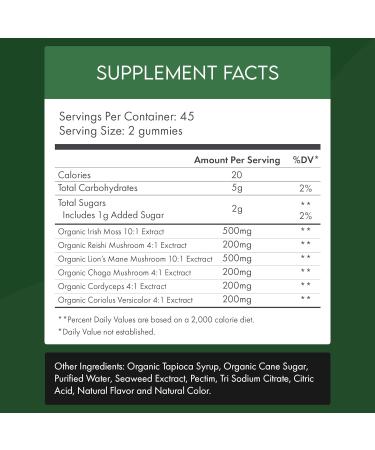 Be Happy Be You Organic Mushroom Sea Moss Gummies Lion s Mane, Reishi, Chaga, Cordyceps, Coriolus & Irish Moss Cognitive & Immune Support Vegan, Gelatin-Free, Pectin-Based Watermelon 90 Ct - Buy Online on GoSupps.com