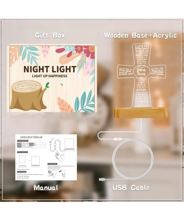 Lampeez Baptism Gift Cross Wooden Lamp Novelty Night Light Illusion lamp for Kids Kids Decoration Lamp USB Power Bedroom Decor Xmas Holiday Christening Dedication Gift for Boy Girl - Buy Online on GoSupps.com