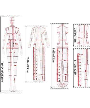 4-in-1 Fashion Illustration Rulers & Sewing Templates - A4 Humanoid Patterns Design, French Curve, Clothing Measuring for Fashion Sketching and Draft Drawings - Buy Online on GoSupps.com
