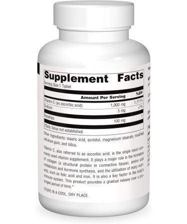 Source Naturals C-1000 with Rose Hips 1000mg - 250 Time Release Tablets | Immune System Support - Buy Online on GoSupps.com