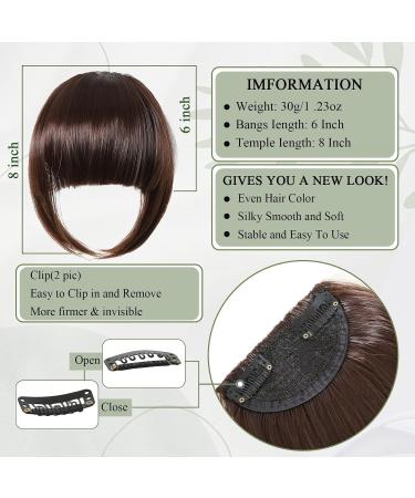 Bangs Hair Clip Synthetic Bang Hair Fringe Clip in Bangs Fake Blunt Brown Hair Bangs Hair Extension Heat Resistant Hairpieces for Women Bangs Clip in Hair(Color:NLH1007-7) - Buy Online on GoSupps.com