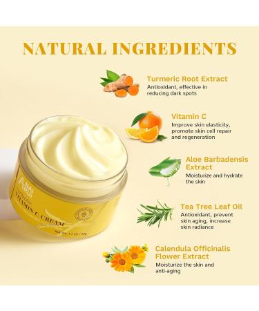 ANAiRUi Turmeric Vitamin C Face Cream Moisturising Collagen Face Cream for Dry Skin Daily Used Turmeric Vit C Facial Cream for Dark Spots Wrinkles Anti-Ageing Even Skin Tone 50g - Buy Online on GoSupps.com
