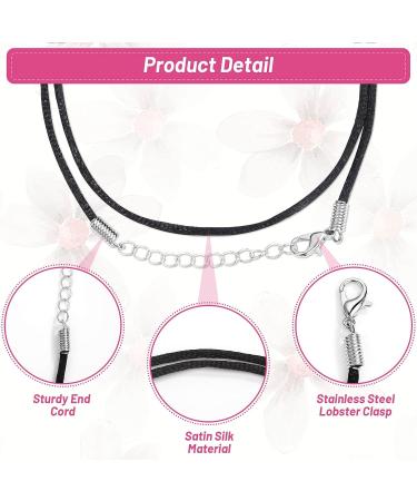 Selizo 50Pcs Satin Silk Necklace Cord - 18 Inch Black with Lobster Clasp for Jewelry Making and Beading - Buy Online on GoSupps.com