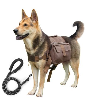 Dog Backpack Harness Dog Hiking Backpack with Dog Leash Travel Camping Saddle Bag Rucksack for Medium & Large Dog (Medium Dark Yellow) Medium Dark Yellow