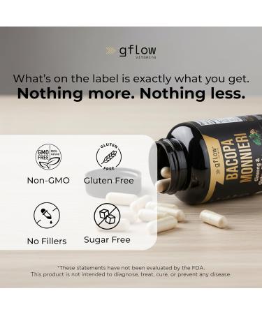 gflow vitamins Bacopa Monnieri Supplement with Ginseng and Ginkgo Biloba | Made in The USA | 60 Capsules, 30 Servings - Buy Online on GoSupps.com