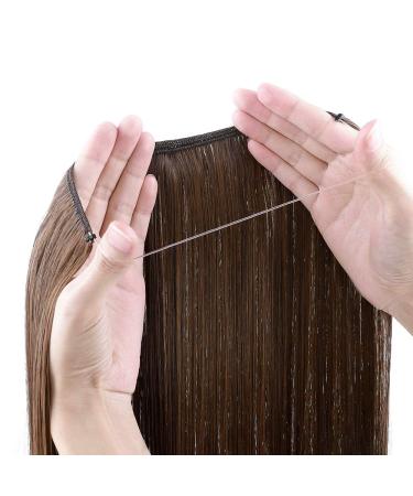 Silk-Co Hair Extensions with Rubber Band - Invisible Cord Synthetic Hair Dark & Medium Brown 50cm Sealing Extensions for Women - Buy Online on GoSupps.com