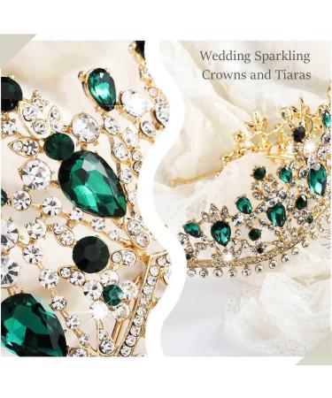 Yovic Green Rhinestone Baroque Wedding Crown for Women and Girls | Crystal Bride Tiara for Prom and Costume Parties - Buy Online on GoSupps.com