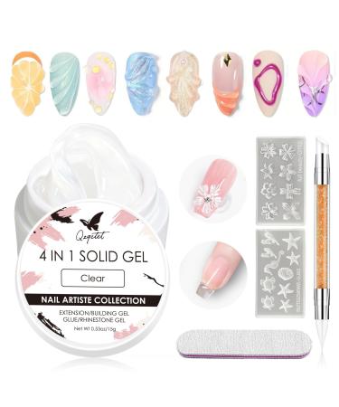 MAGIC ARMOR Solid Builder Gel 4 in 1 15g 3D Gel Builder Gel Solid Builder Gel for Gel Nails Carving and Nail Extension Non-stick for DIY Nail Salon Nail Art Design
