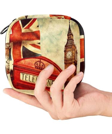 Menstrual Pad Bag with Zipper - Stylish Tampon Collection Pouch for Women & Girls | London Big Ben Design - Buy Online on GoSupps.com