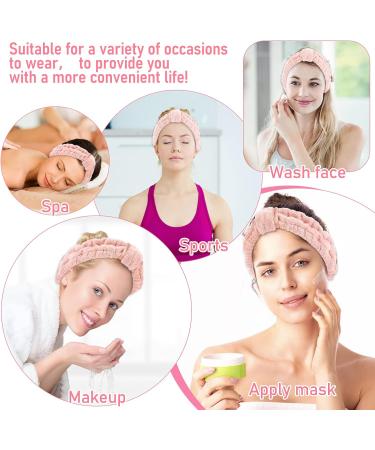 Sibba Spa Headbands Women Microfiber Headband Coral Fleece Elastic Makeup Headbands for Washing Face Shower Sports Beauty Skincare Pink - Buy Online on GoSupps.com