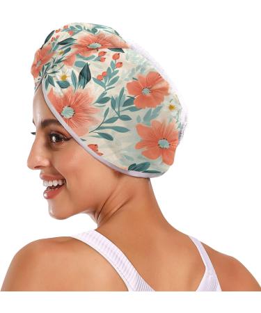 Pink Flowers Hair Towel 2 Pack - Super Absorbent Quick Dry Hair Turbans for Women & Girls - Buy Online on GoSupps.com