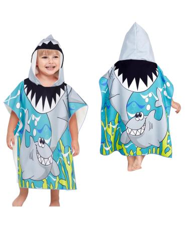 Supgomax hood bathing poncho child poncho towel baby hoods beach towels cartoon absorbent children beach towel child bathing towel with hood for beach swimming shower shark 2