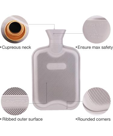 HomeTop Premium 2L Classic Rubber Hot Water Bottle with Cute Bulldog Knit Cover - Gray - Buy Online on GoSupps.com