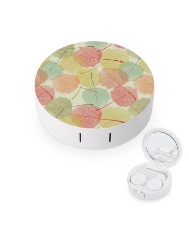 Bagea-Ka Fall Maple Leaves Design_ Pattern Contact Lens Case Box Eye Care Kit Holder Mirror Box with Tweezers Remover Tool Solution Bottle for Outdoor Travel & Home