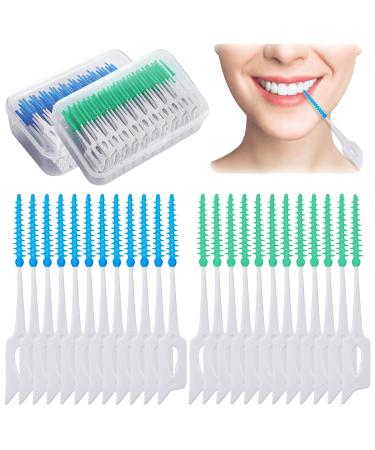 400 pieces of interdental brushes silicone interdental brushes soft silicone adaptive interdental brush portable dual-house dental stick stick dental brushes space double-sided interdental brushes