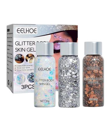 Eye Sequin - Sequin Gel Set with 5 Colors | Makeup Sequin Eyeshadow Liquid Stage Makeup Face Body Set Body Gel for Girls Women Ladies Frifer Suit