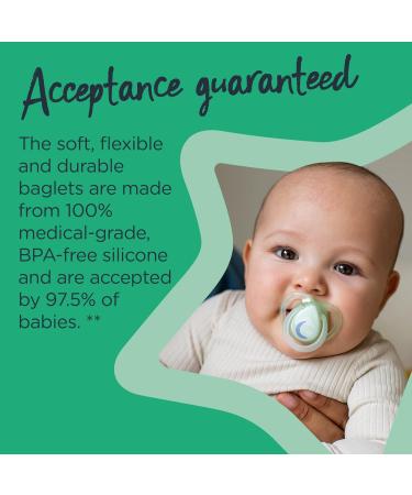 Tommee Tippee Nighttime soother 6-18 months 6 pack of glow in the dark soothers with symmetrical silicone baglet Pink Night - Buy Online on GoSupps.com