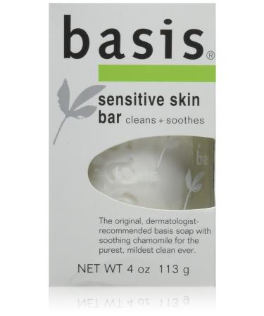 Basis Sensitive Skin Bar Soap 4 Ounce Bars (Pack of 4)