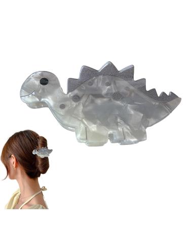 Besreey Funny Dinosaurs Hair Claw Clips | Funny Dinosaurs Hair Clips Headdress Styling Tools Strong Hold Hair Accessories Nonslip Acrylic For Any Hair Type And Style Gray