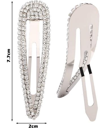 XNHIU 2 Pieces Rhinestone Hair Clips Crystal Snap Hair Barrettes for Women Girls Wedding Hair Accessories (Silver) - Buy Online on GoSupps.com