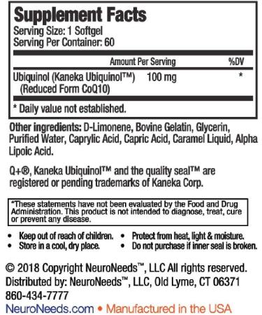 Buy QNeeds Ubiquinol 100 mg COQ10 Clinically Proven Enhanced Absorption Antioxidant Support for Heart Health 60 Softgels Ships Internationally - Buy Online on GoSupps.com